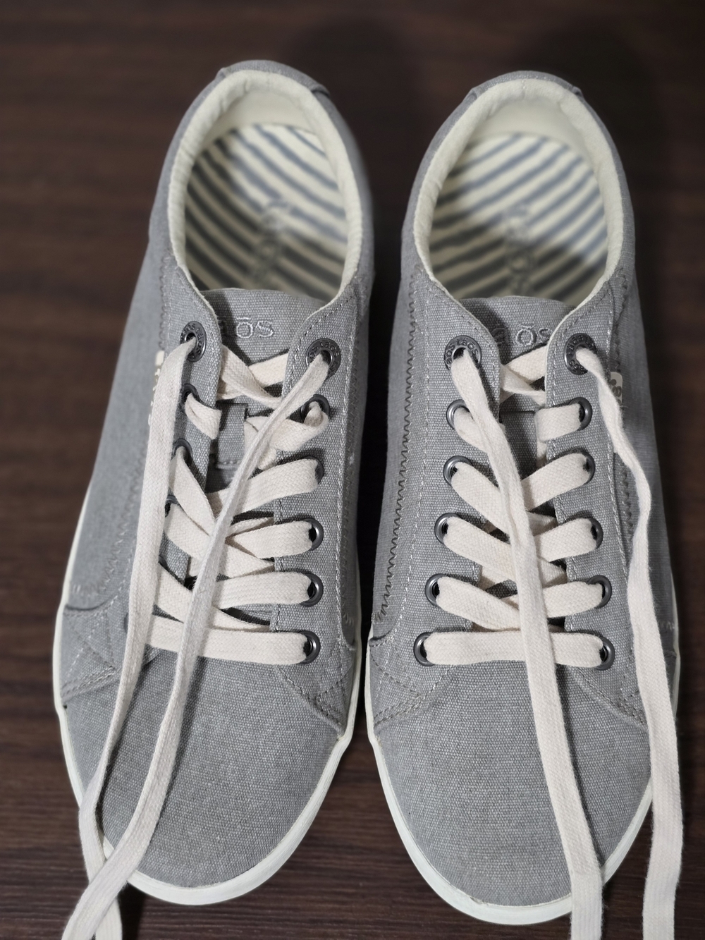 Taos Footwear Gray Canvas Lace-Up Sneakers